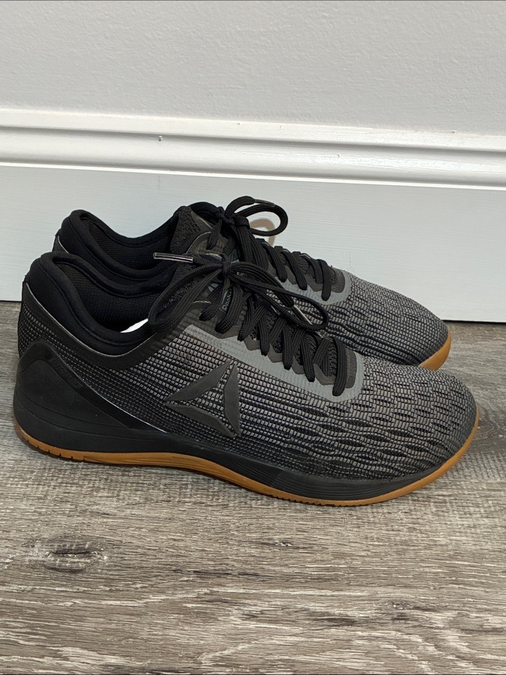 Reebok Men's Black & Gray Athletic Trainers with Gum Outsole